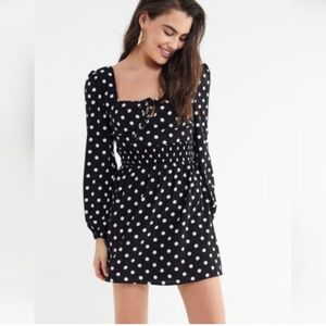 Urban Outfitters Black and White Polka Dot Long Sleeve Dress